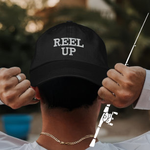 Custom Fishing Reel Up Gift for Anglers Embroidered Hat