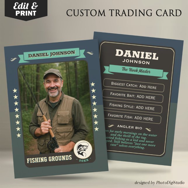 Custom Fishing Trading Card, Fisherman Card Gifts (Custom Fishing Trading Card, Fisherman Trading Card Custom Gifts for Fishermen, Angler Card)