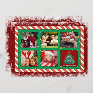 Custom Five Photo Christmas Flat Holiday Card