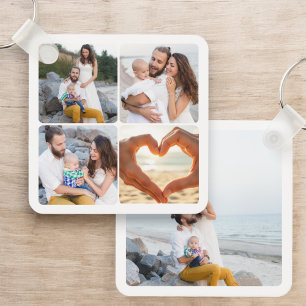 Custom Five Photo Personalized Double Sided  Key Ring