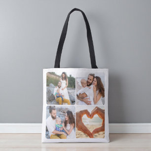 Custom Five Photo Personalized Double Sided  Tote Bag