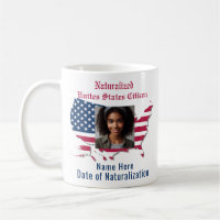 Custom Flag, Map, Naturalised US Citizen Red Blue