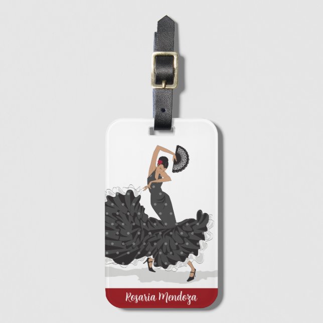 Custom Flamenco Dancer Luggage Tag (Front Vertical)