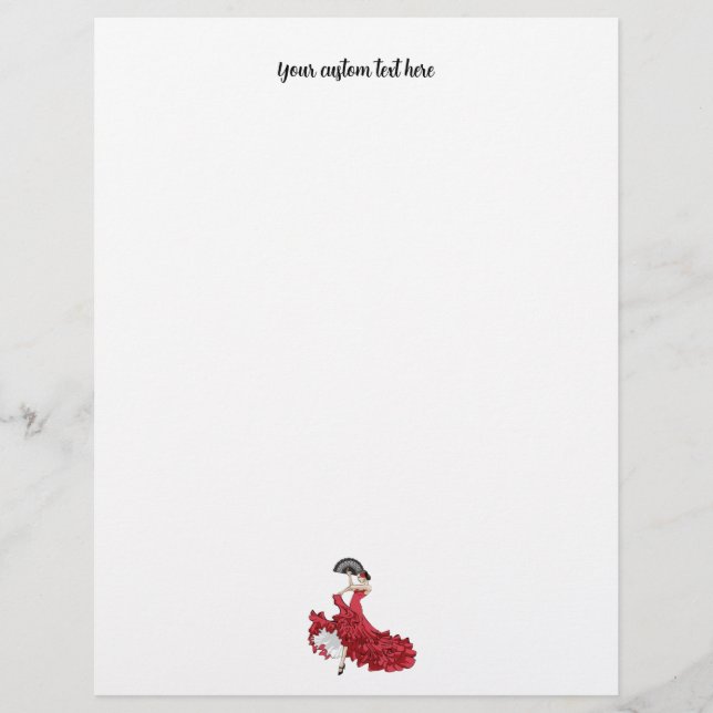 Custom Flamenco Dancer Stationery Letterhead (Front)