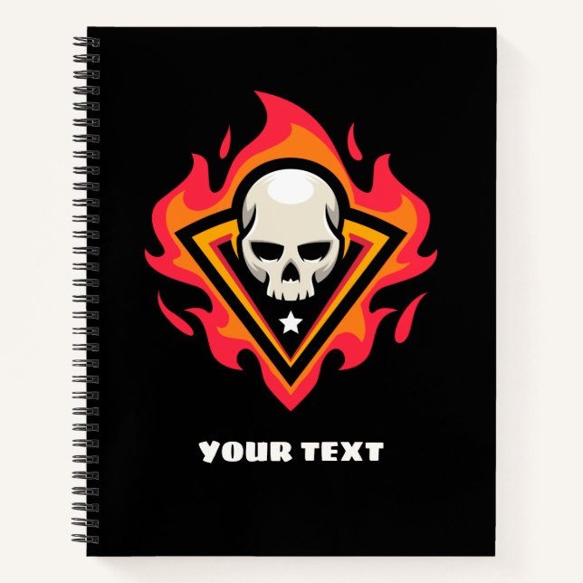 Custom Flaming Skull Logo Notebook (Front)