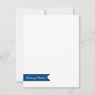 Custom Flat Note Card Blue Banner   Eco-Friendly