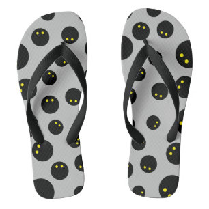 Custom flip flops with funny squash ball pattern