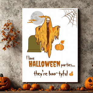 Custom Flirting Skeleton Pumpkin Halloween Party Poster