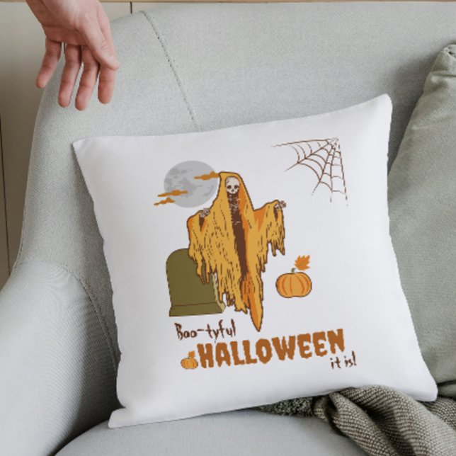 Custom Flirty Skeleton Funny Pumpkin Halloween Cushion (Creator Uploaded)