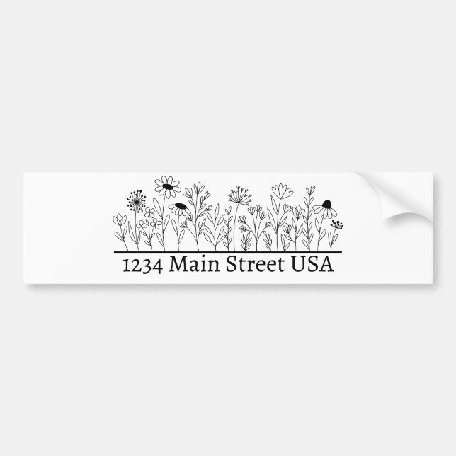 Custom Floral Address for Mailbox Bumper Sticker (Front)