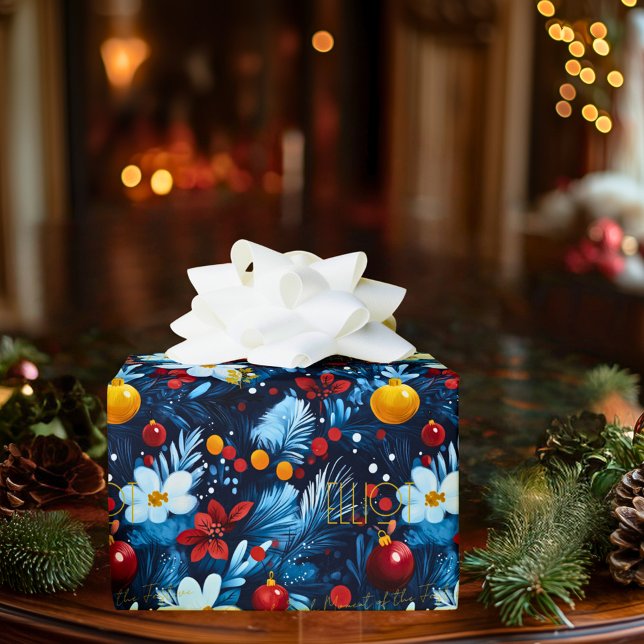 Custom Floral and Ornaments Christmas Wrapping Paper (Creator Uploaded)