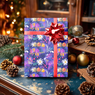 Custom Floral and Pine Christmas Wrapping Paper