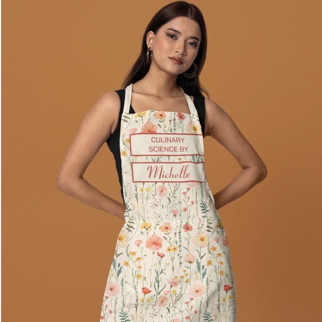 Custom Floral Apron – Culinary Science by [Name] (Creator Uploaded)