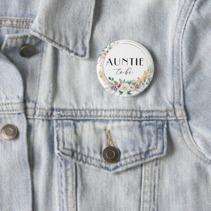 Custom Floral Baby Shower Button – AUNTIE to Be