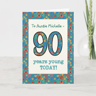 Custom Floral Birthday Card 90 Years Young