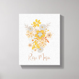 Custom Floral Boho Nursery Wall Art Canvas