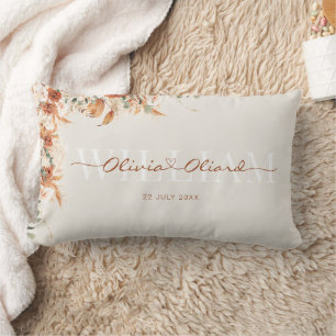 Custom Floral Boho Wedding & Bridal Shower Gift Lumbar Cushion