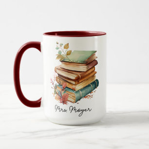 Custom Floral Books Lovers Gift for Reader Teacher Mug