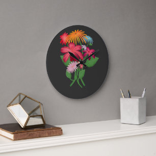 Custom Floral Bouquet Aesthetic Boho Flower Large Clock