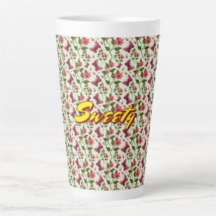 Custom floral Butterfly cherry seamless pattern Latte Mug