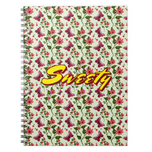Custom floral Butterfly cherry seamless pattern Notebook