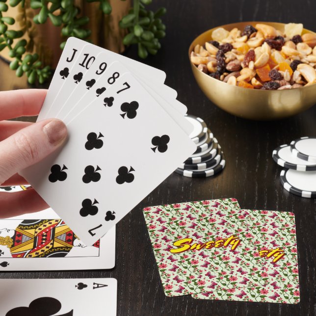 Custom floral Butterfly cherry seamless pattern  Playing Cards (In Situ)