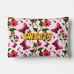 Custom floral butterfly pattern accessory pouch