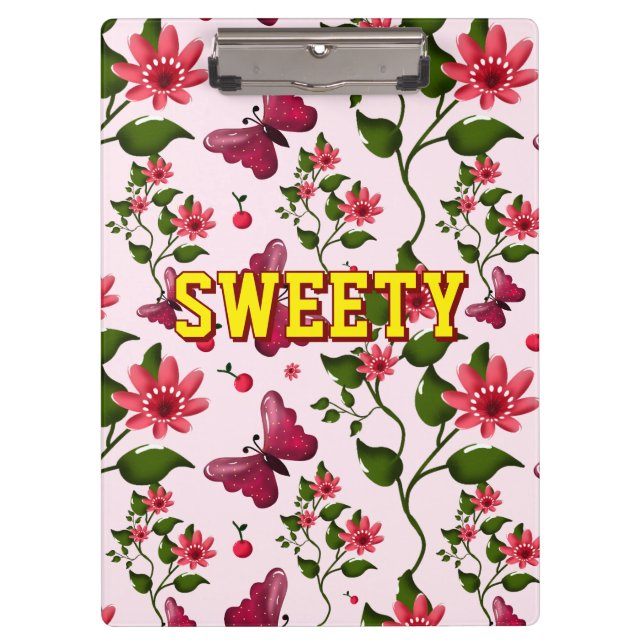 Custom floral butterfly pattern  clipboard (Front)
