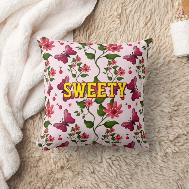Custom floral butterfly pattern  cushion (Blanket)