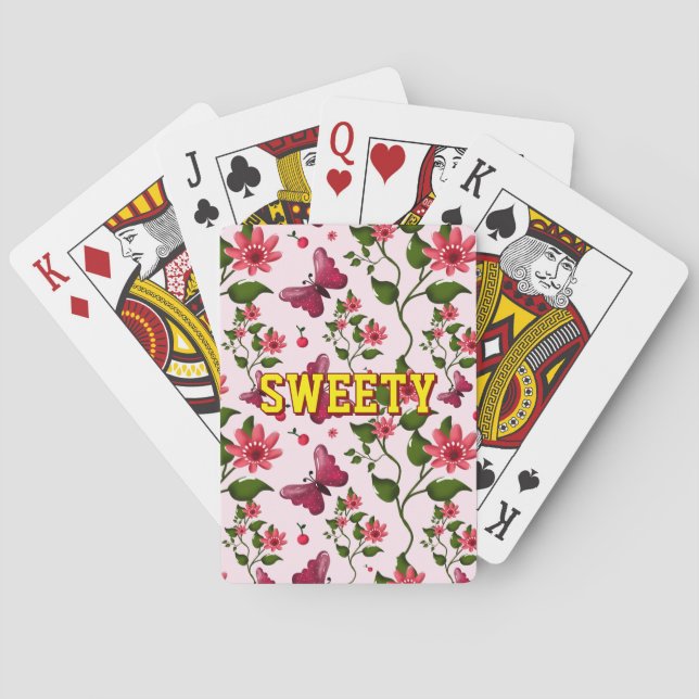 Custom floral butterfly pattern  playing cards (Back)