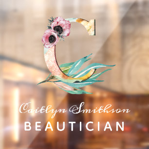 Custom Floral C Letter Watercolor Foliage Monogram