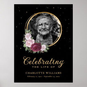 Custom Floral Celebration of Life Funeral Sign