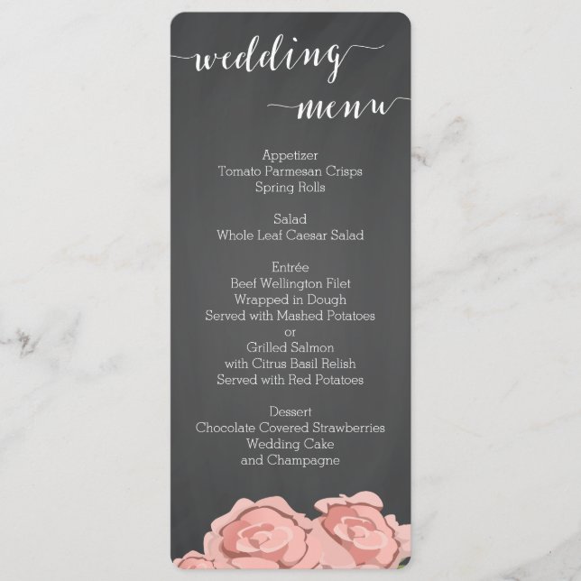 Custom Floral Chalkboard Wedding Menu (Front)