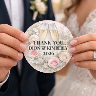 Custom Floral Champagne Toast Sticker