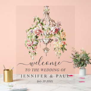 Custom Floral Chandelier Wedding Sign