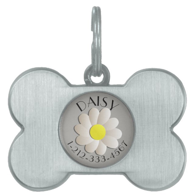 CUSTOM FLORAL DAISY  IDENTIFICATION DOG TAG (Front)
