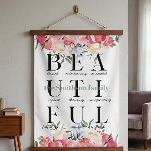Custom Floral Family Beautiful Life Tapestry 