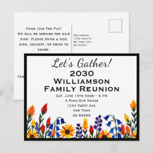 Custom Floral Family Reunion Let's Gather Potluck  Holiday Postcard