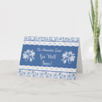 Custom Floral Faux Lace Get Well Card