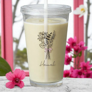 Custom Floral For Bridesmaid Acrylic Tumbler
