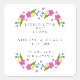 Custom Floral Garland Wedding Sanitizer Gel Square Sticker