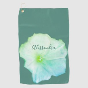 Custom Floral Green Blue Watercolor Wildflower Golf Towel
