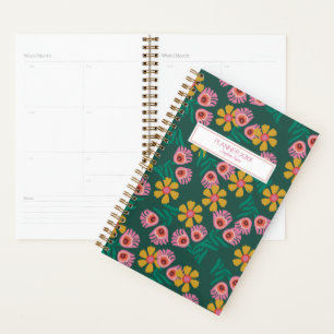 custom floral green pretty cute planner agenda