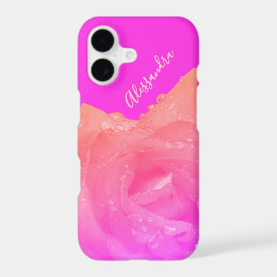 Custom Floral Hot Pink Peach Ombre Rose Flower