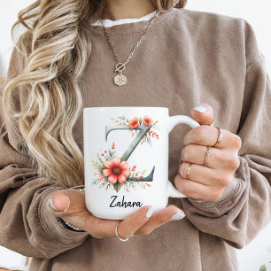 Custom Floral Initial Mug for Mum or Daughter Gift
