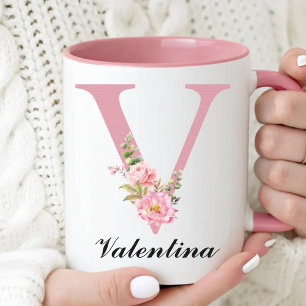 Custom Floral Initial Name Mug Mother’s Day Gift