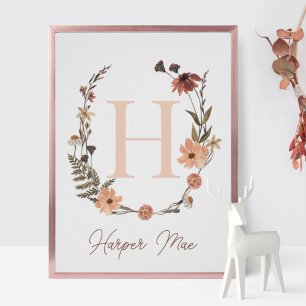 Custom Floral Initial Print Wildflower Monogram