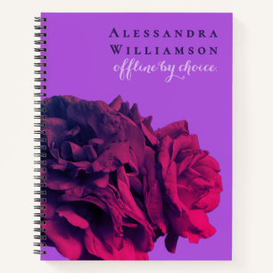 Custom Floral Inspirational Funny Purple Red Roses Notebook