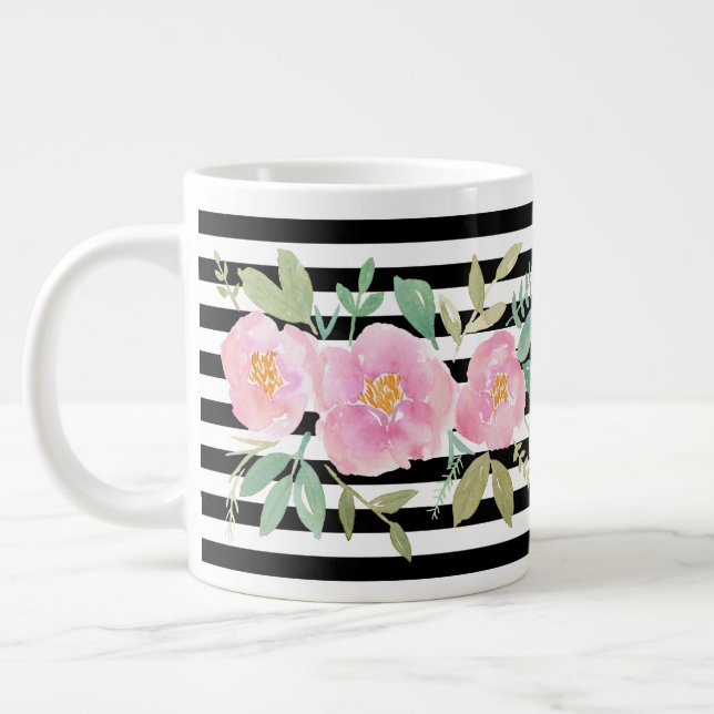 Custom Floral Large Coffee Mug (Left)