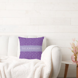 Custom Floral Lavender Personalized Family Name Cushion